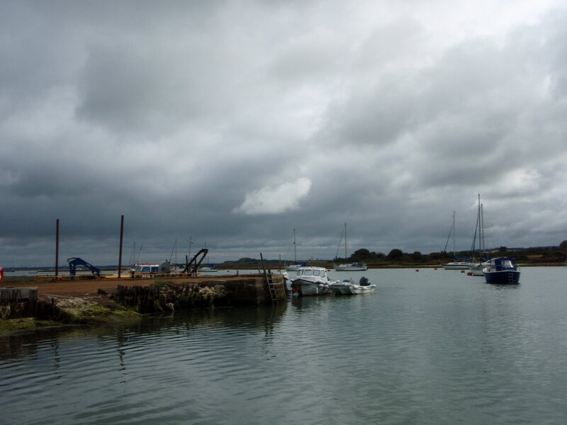 Boats in a Harbor — Gray, Overcast