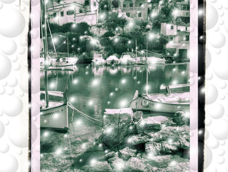 Boats in a Harbor — Green, Serene