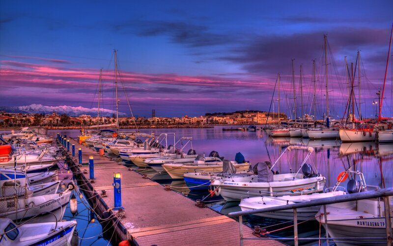 Boats in a Harbor — Purple