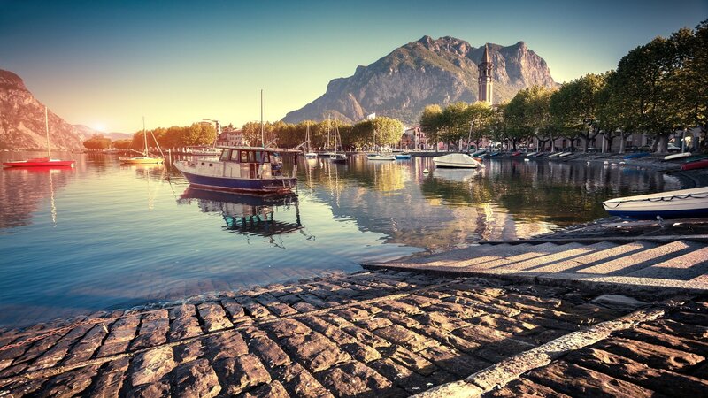 Boats in a Lake Harbor