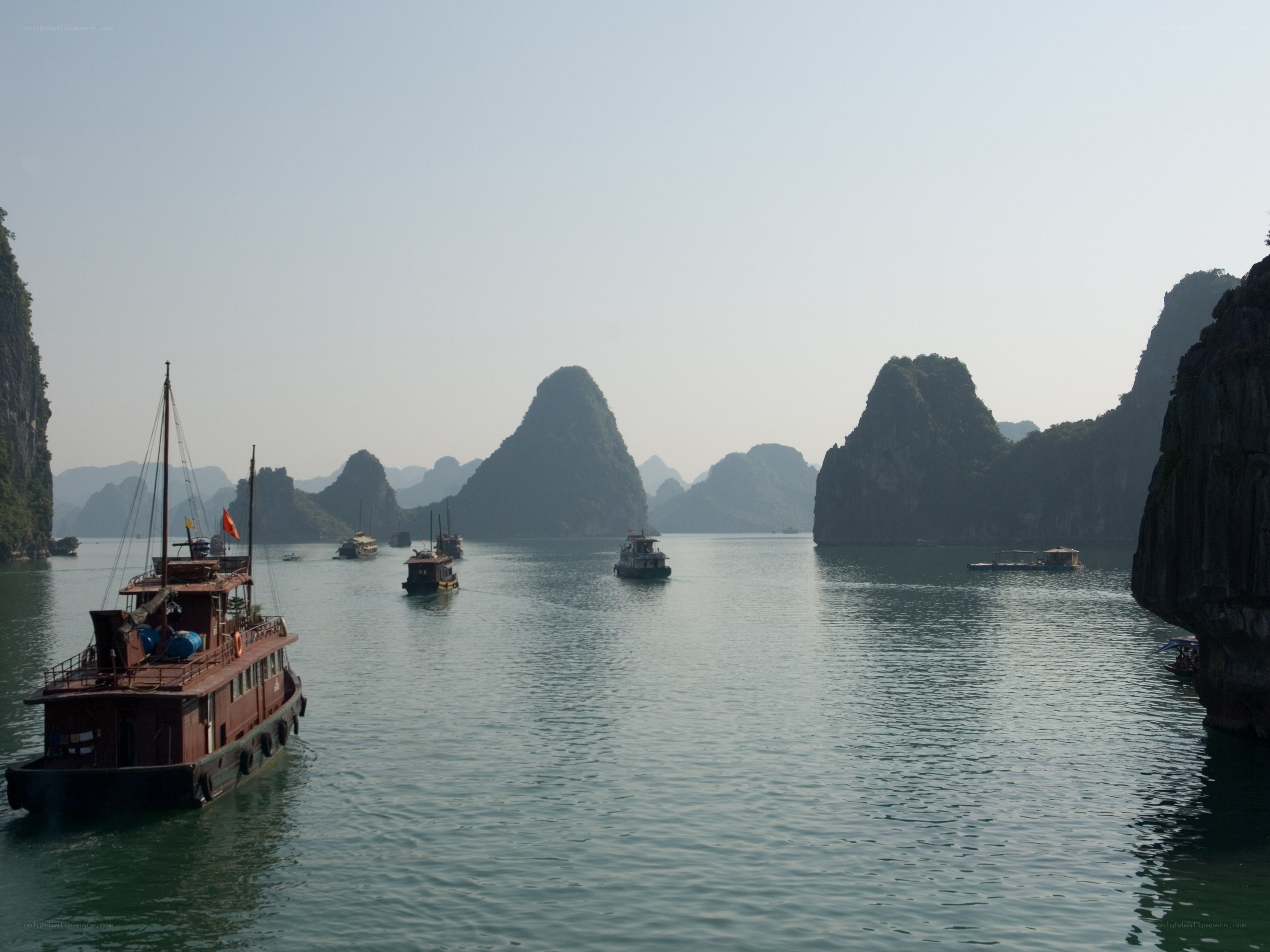 Boats in a limestone bay