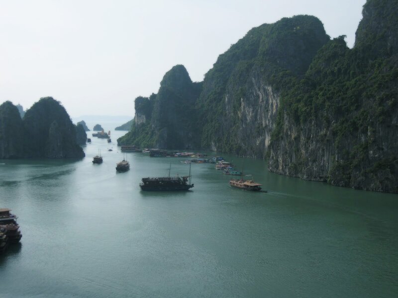 Boats in a limestone bay