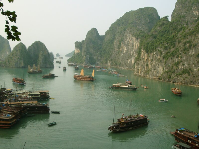 Boats in a limestone bay