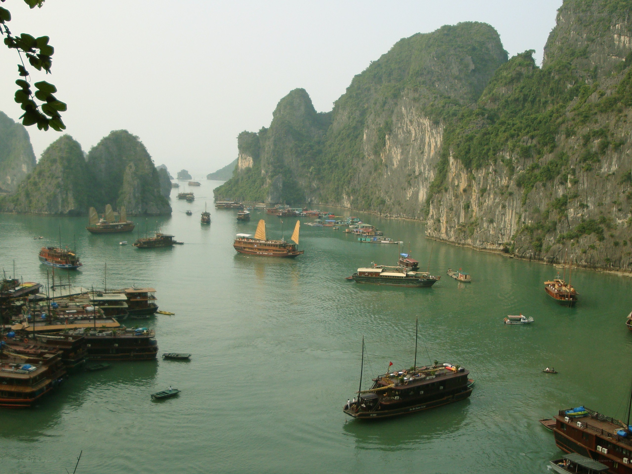Boats in a limestone bay