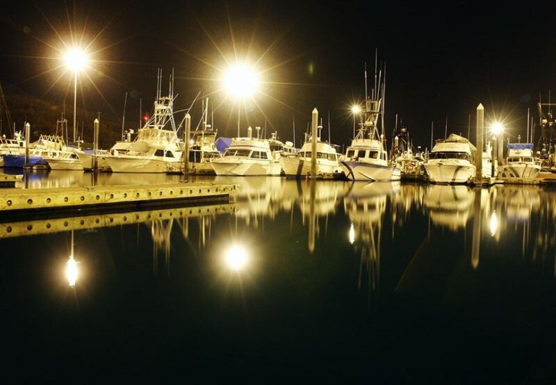 Boats in a Marina — Black