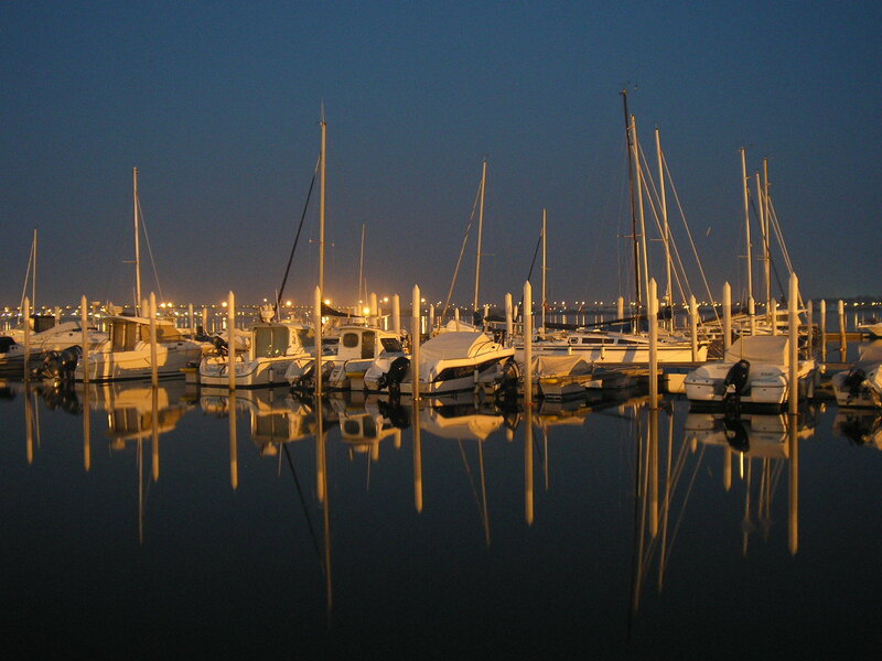 Boats in a Marina — Blue, Calm