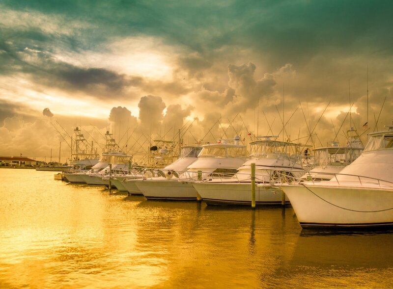 Boats in a Marina — Gold