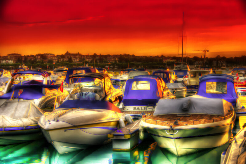 Boats in a Marina — Red