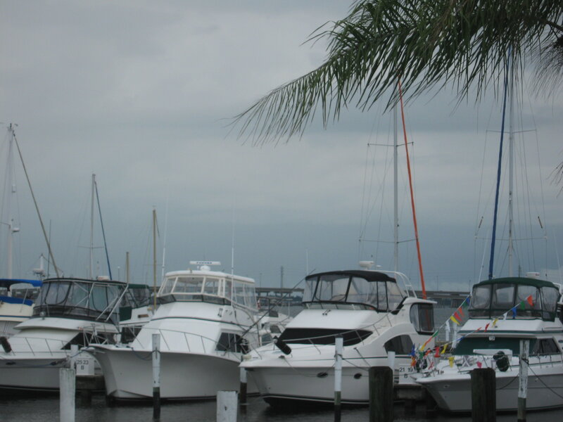 Boats in a Marina — White, Overcast