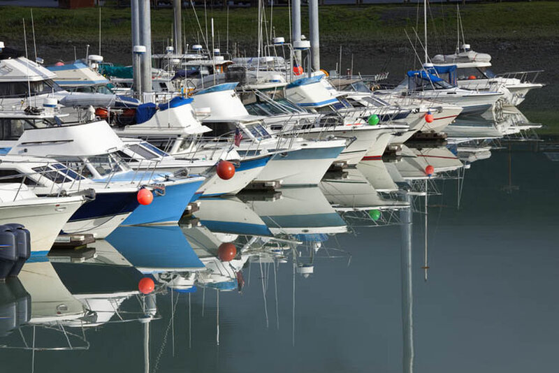 Boats in a Marina — White