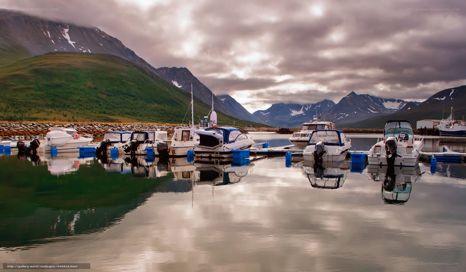 Boats in a mountain harbor