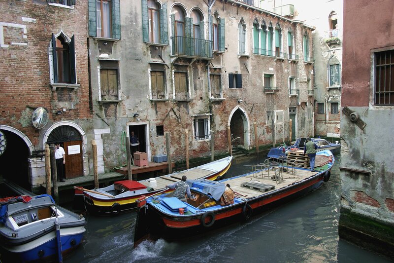 Boats in a Venetian canal