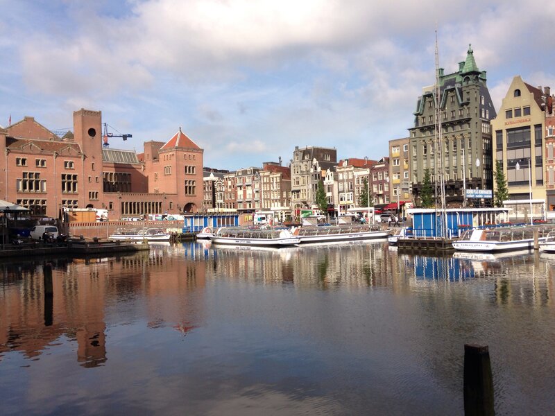 Boats in Canal — Blue, Calm