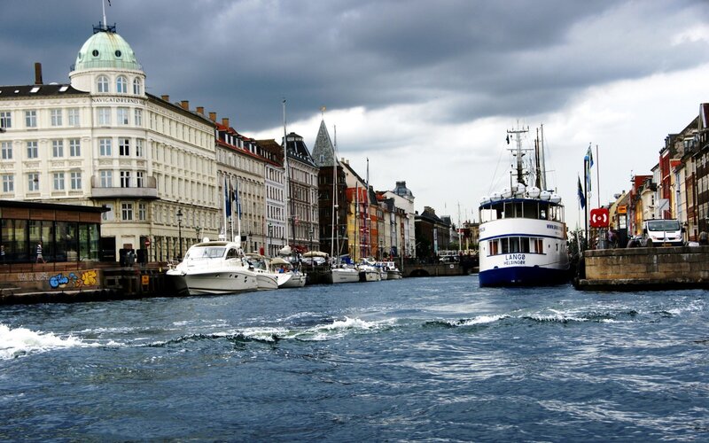 Boats in Canal — Blue, Dramatic