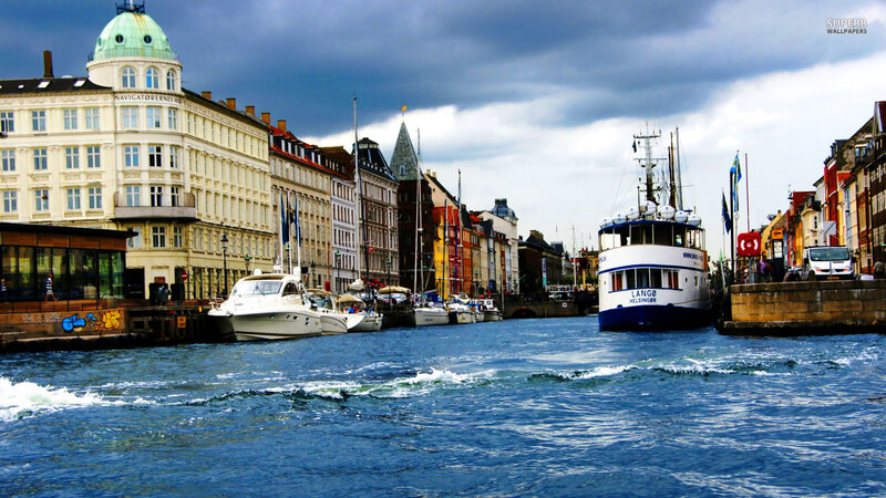 Boats in Canal — Blue