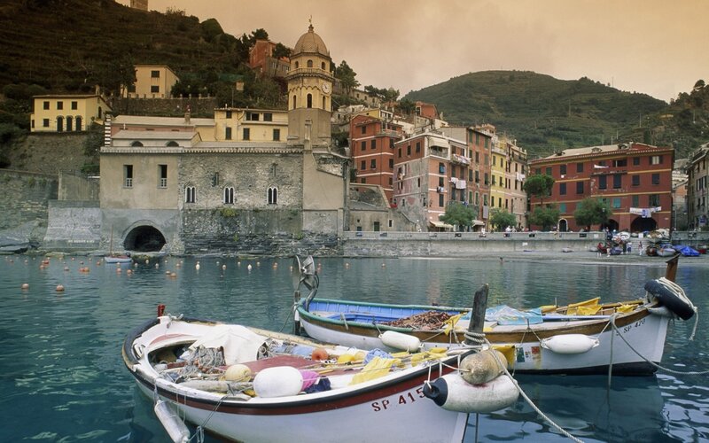 Boats in Coastal Village