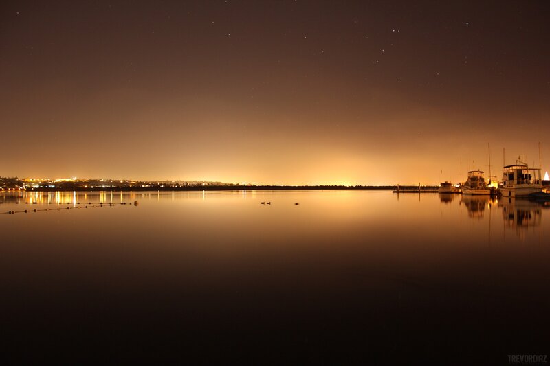 Boats in Harbor at Night — Black, Serene, Photograph, Dock