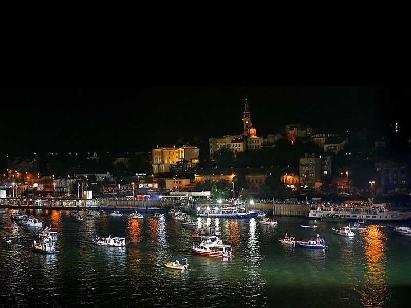 Boats in Harbor at Night — Black