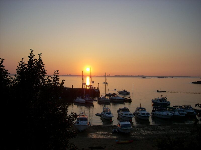 Boats in Harbor at Sunset — Orange