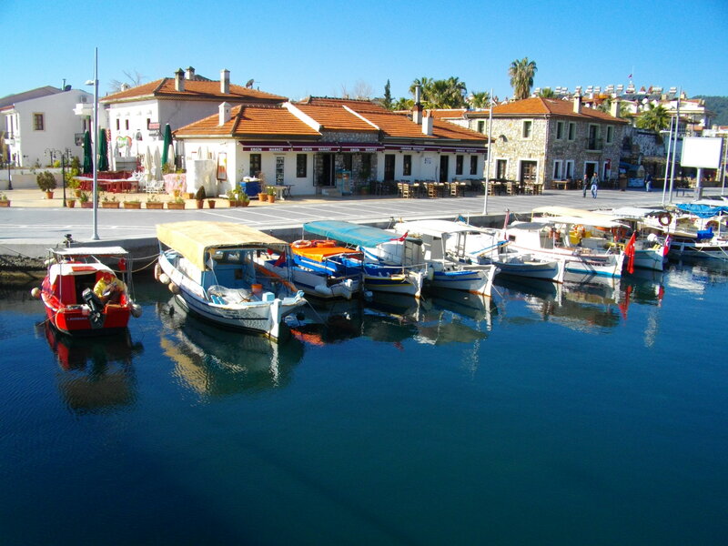 Boats in Harbor — Blue