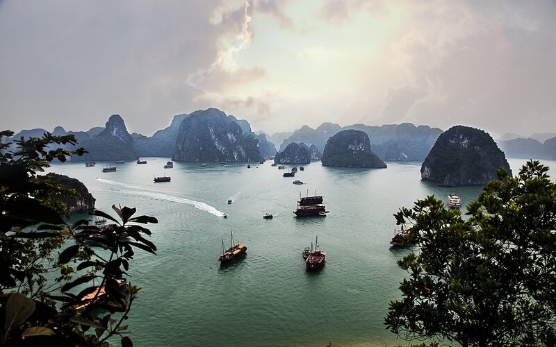 Boats in Limestone Karsts