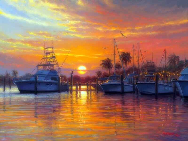 Boats in Marina at Sunset