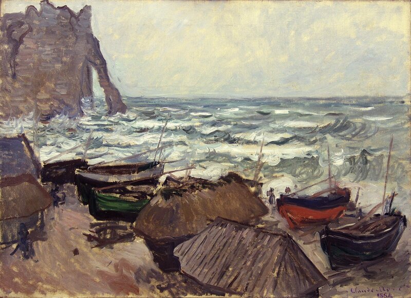 Boats on a Beach — Brown, Dramatic