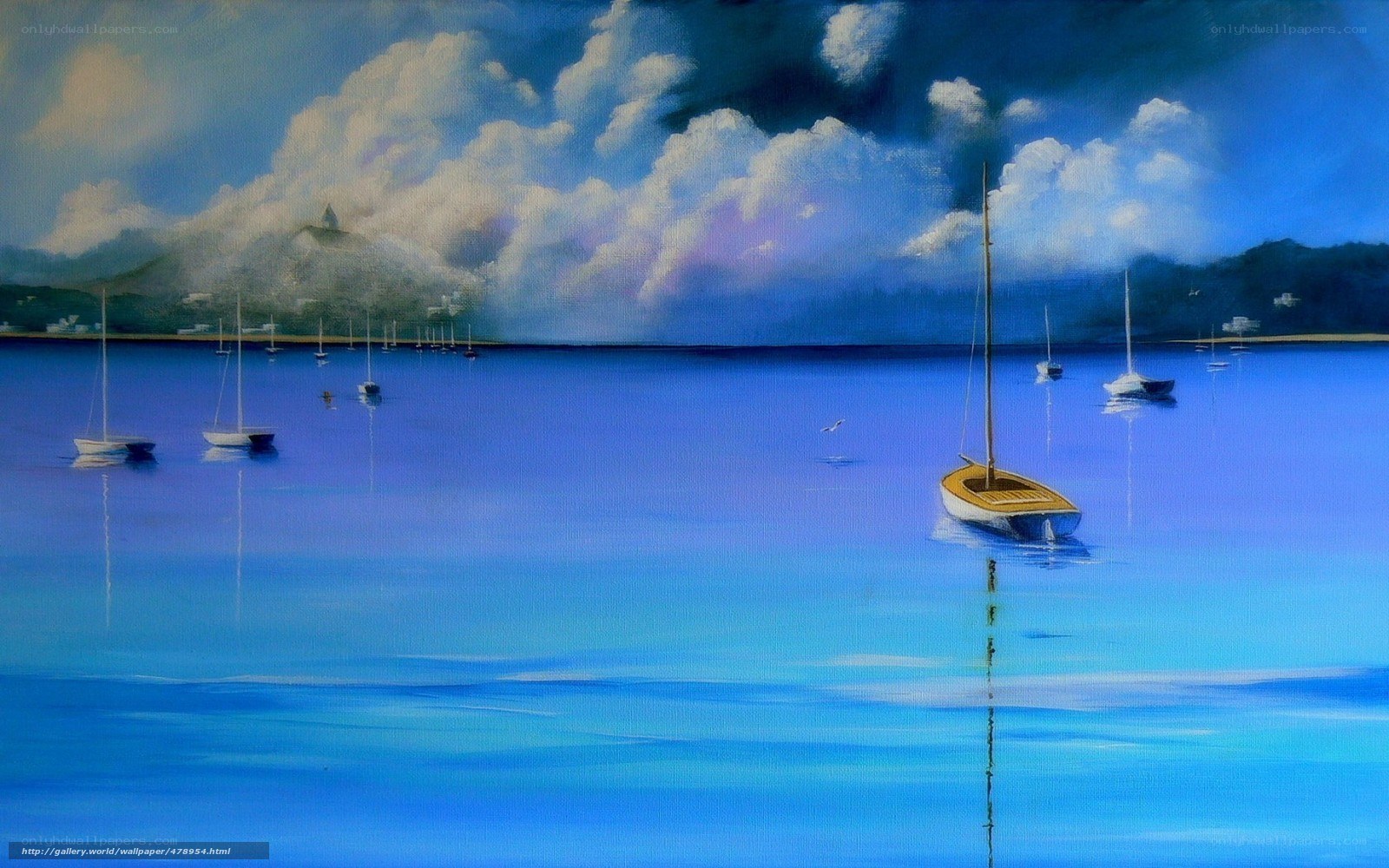 Boats on a calm blue sea