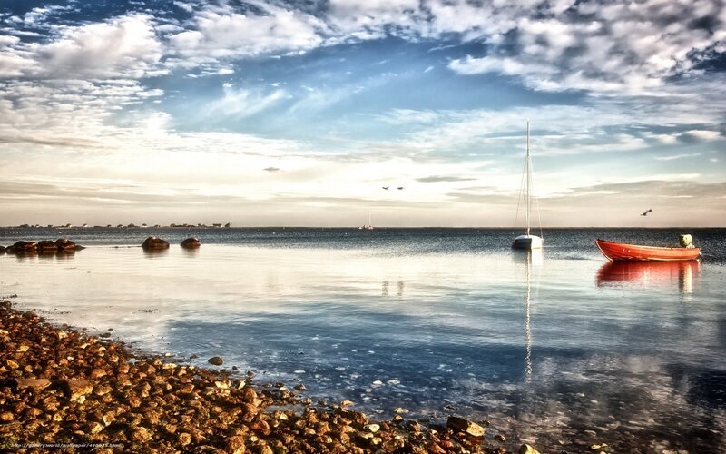 Boats on a calm coastal bay