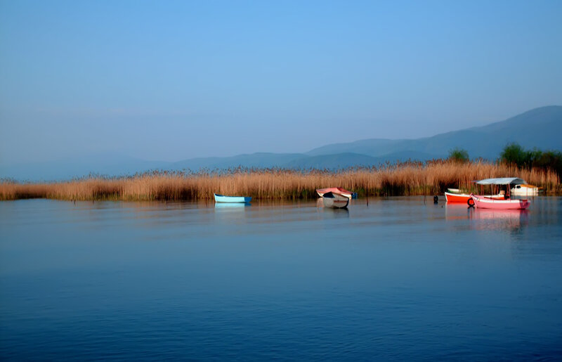 Boats on a calm lake