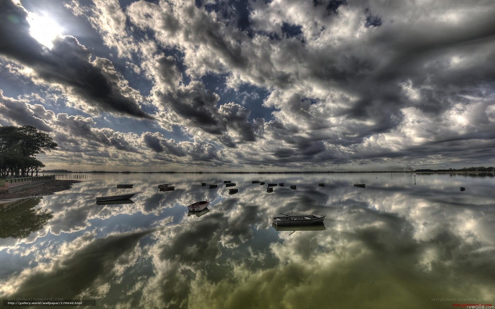 Boats on a calm lake
