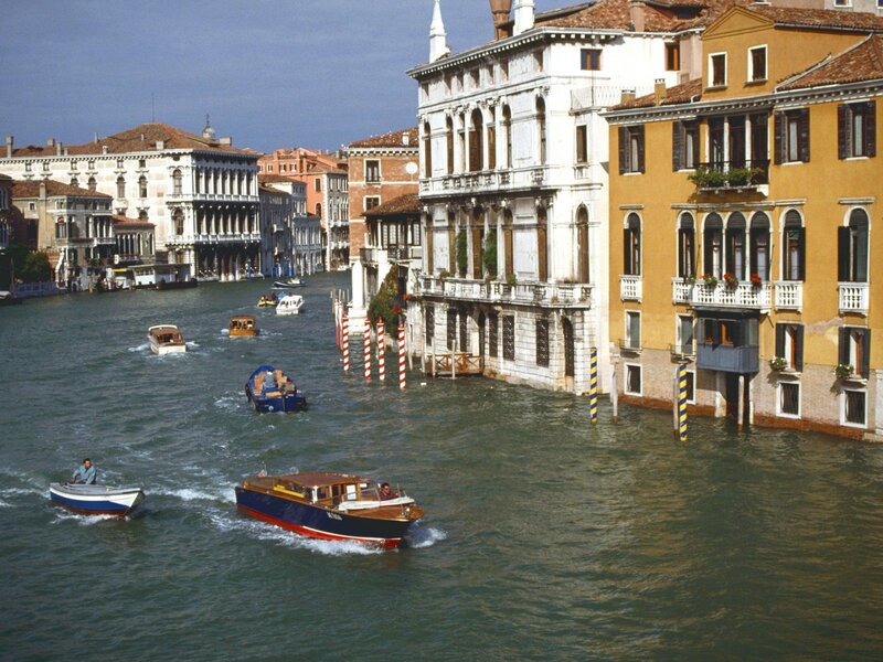 Boats on a Canal — Blue