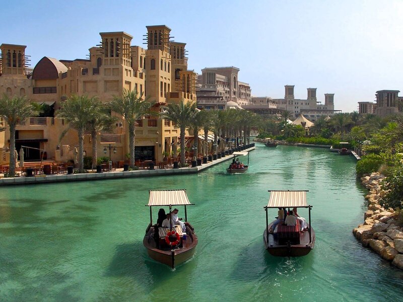 Boats on a canal in Dubai
