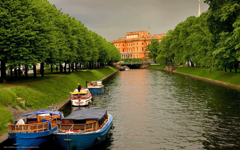 Boats on a canal in St. Petersburg