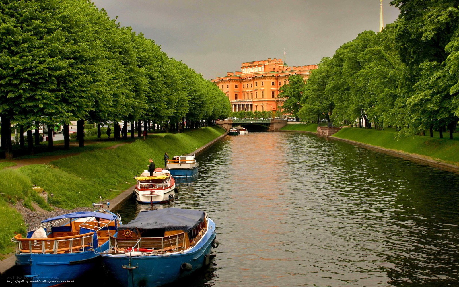 Boats on a canal in St. Petersburg