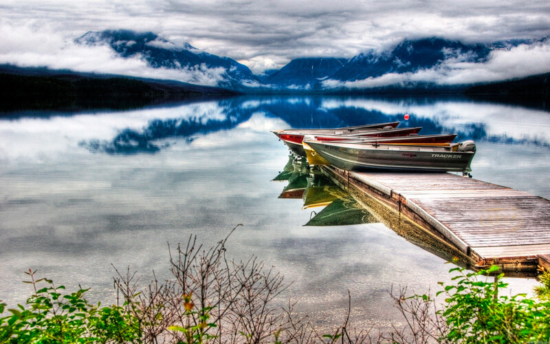 Boats on a Lake Dock