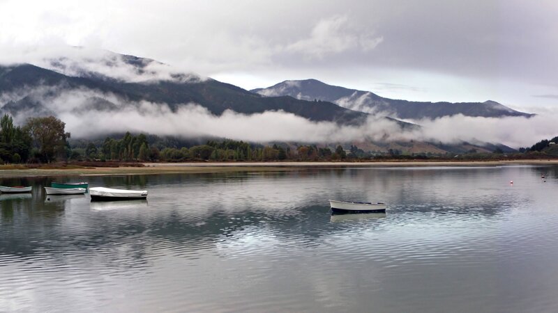 Boats on a Lake — Gray