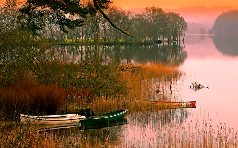 Boats on a Lake — Orange