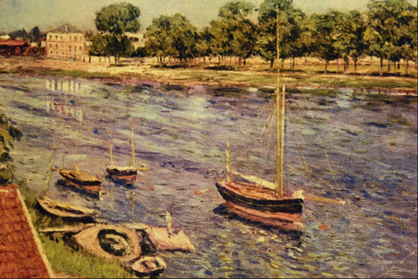 Boats on a river landscape