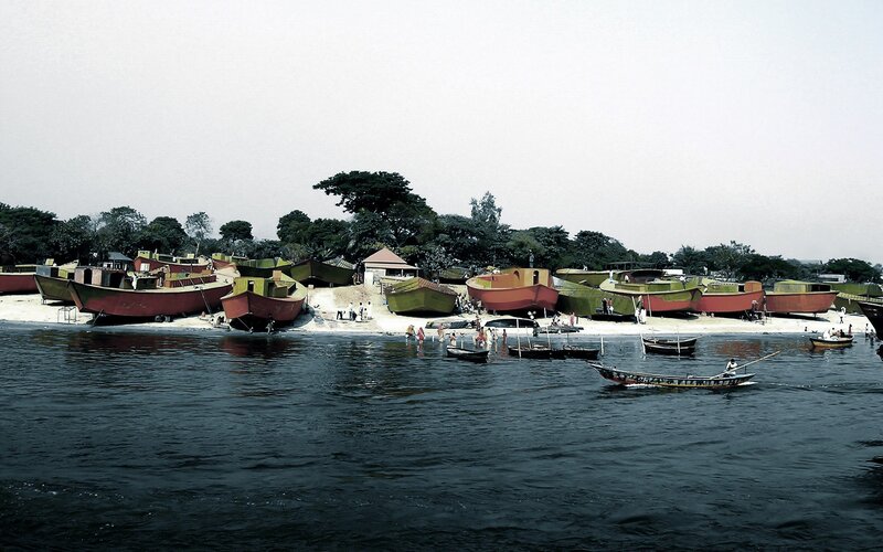 Boats on a riverbank