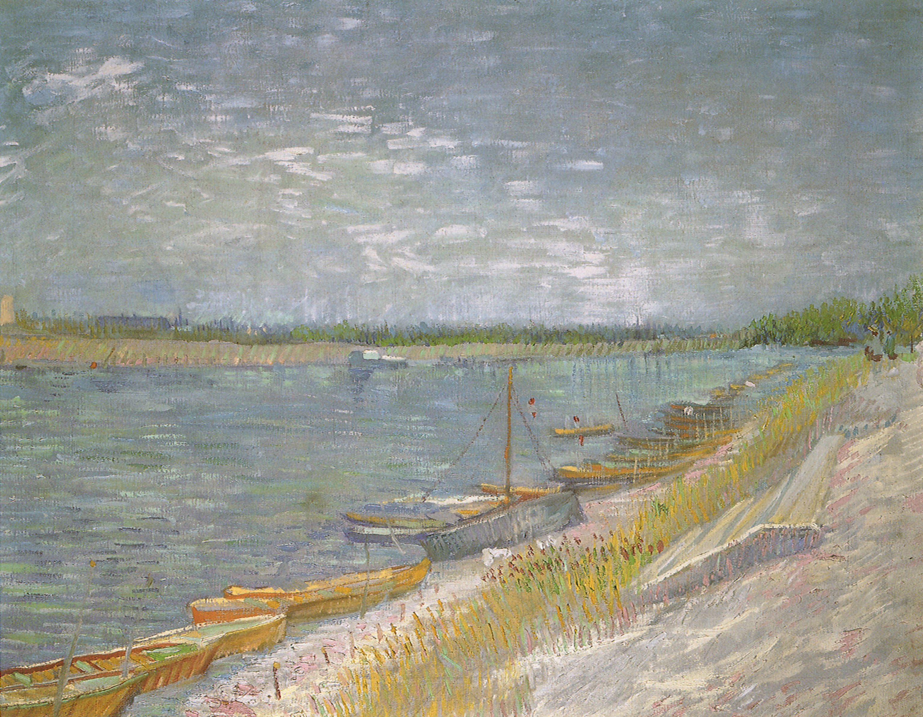 Boats on a riverbank
