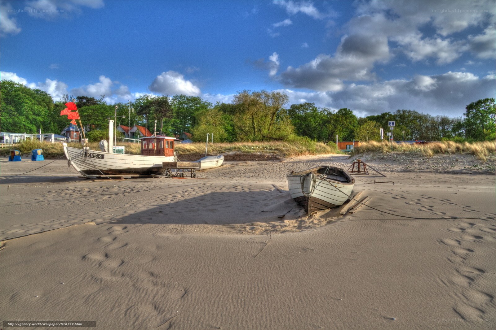 Boats on a sandy beach