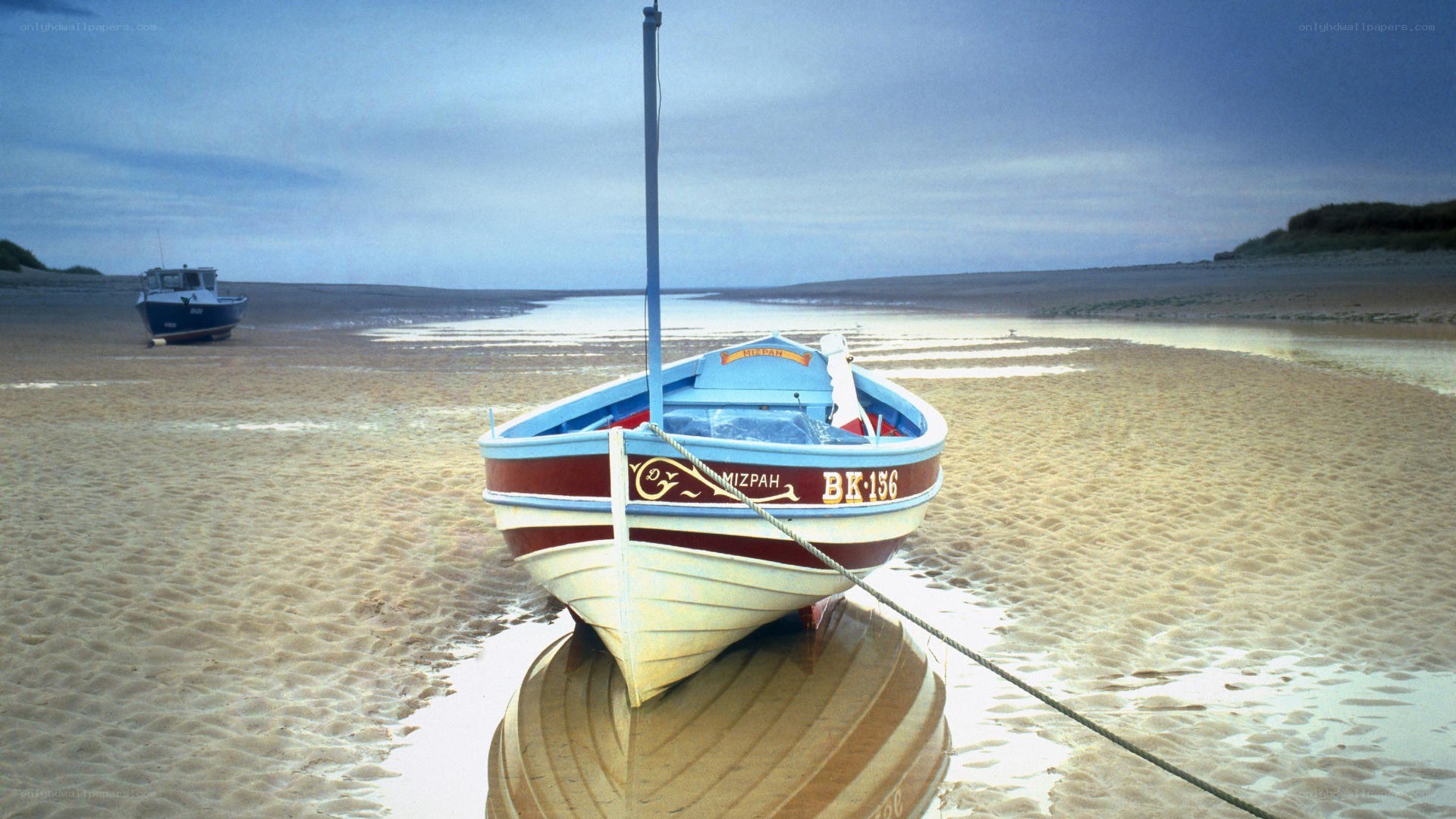 Boats on a sandy beach