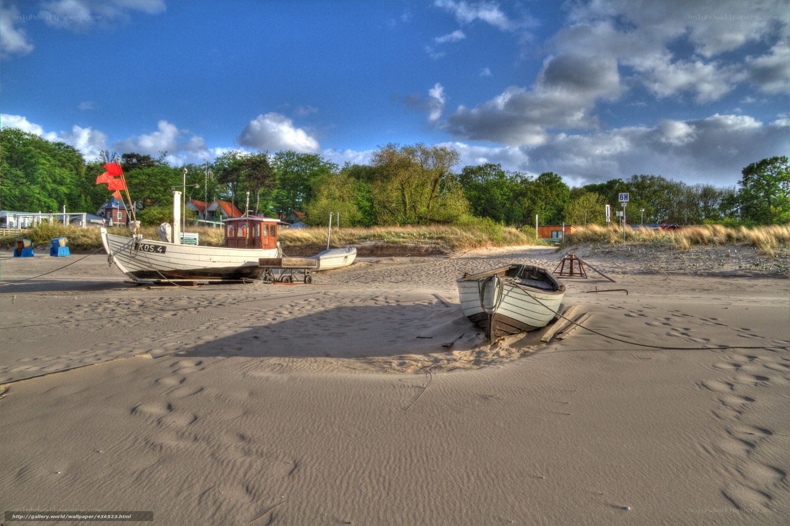 Boats on a sandy beach