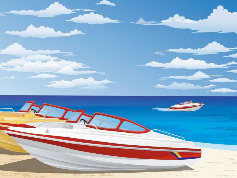 Boats on a sunny beach