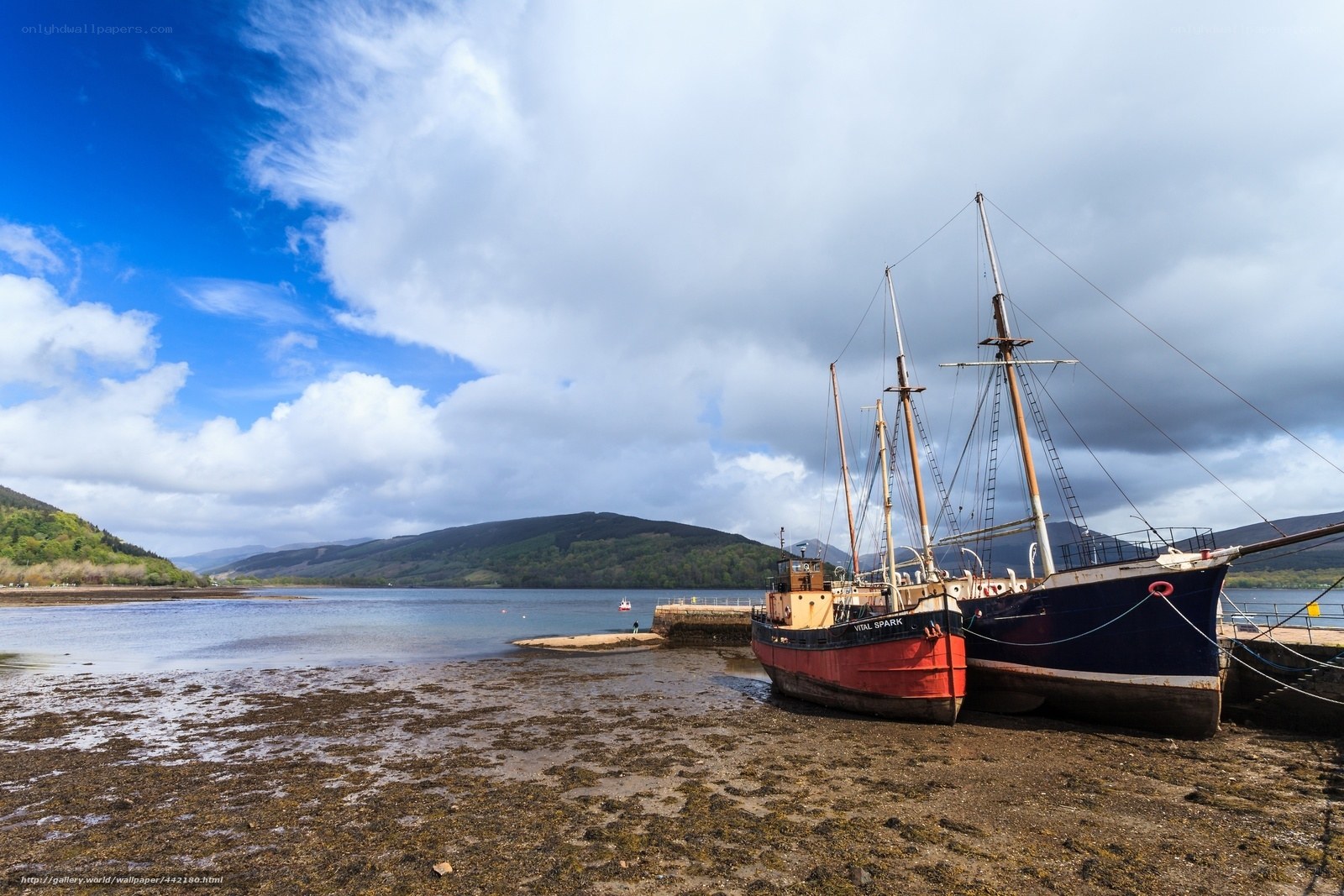 Boats on a tidal shore