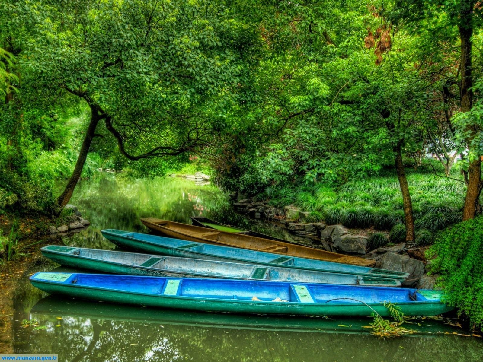 Boats on a tranquil river