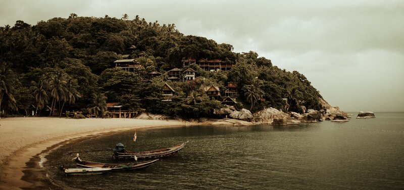 Boats on a Tropical Beach — Brown