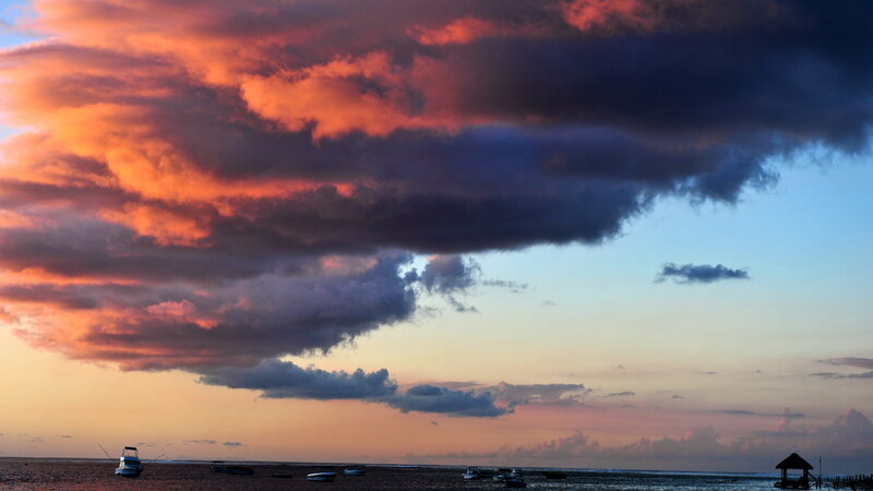 Boats on Beach at Sunset — Orange, Dramatic