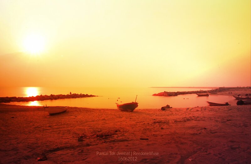 Boats on Beach at Sunset — Orange, Serene